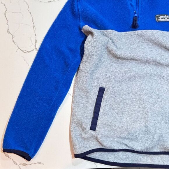 Eddie Bauer | Boys Pull Over Fleece Jacket Gray Blue 1/4 Zip Size M 10-12 - Picture 9 of 14